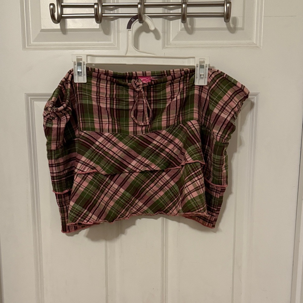 Super rare, vintage Roxy Pink and Green Plaid Top